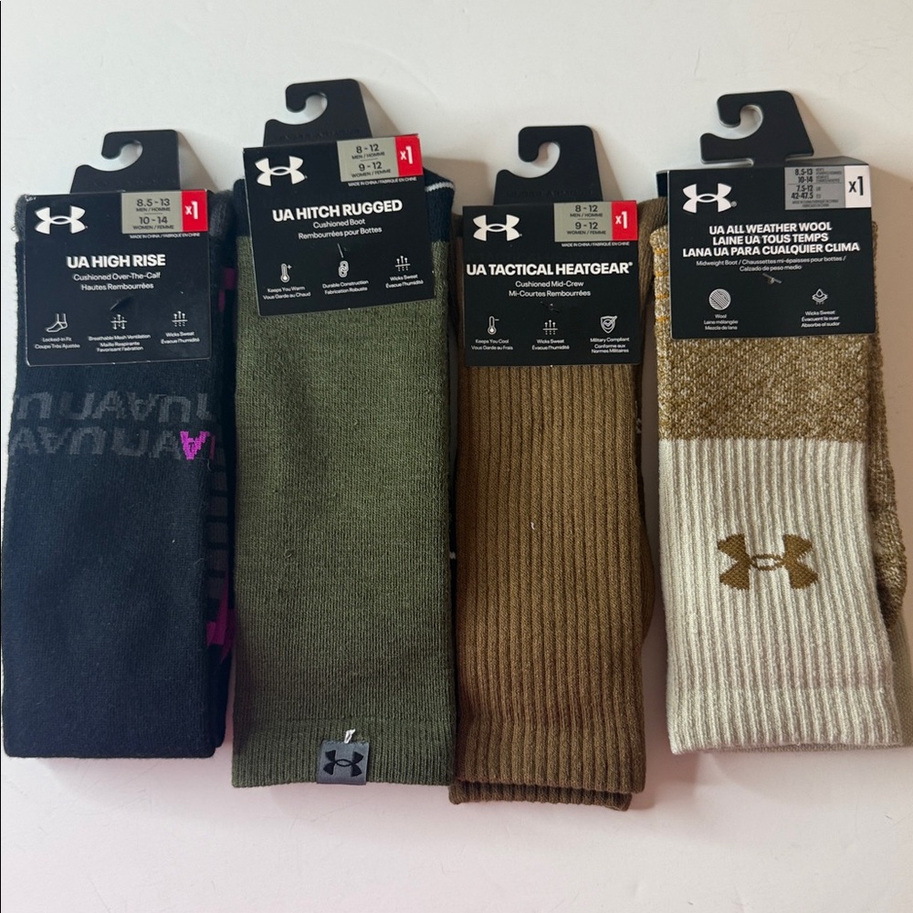 Under Armour Assortment of Socks 4 Pairs Size Large 8.5-13 - Picture 1 of 16